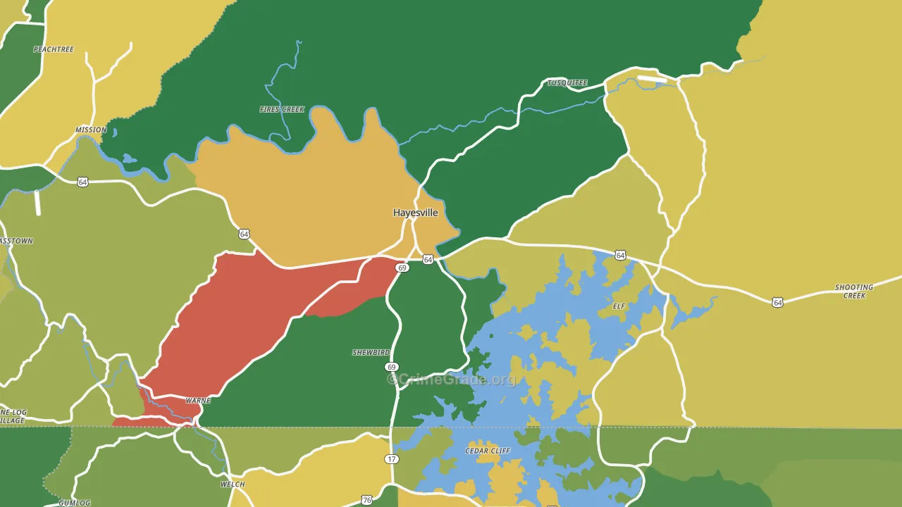 Clay County, NC Map of Murder Rates