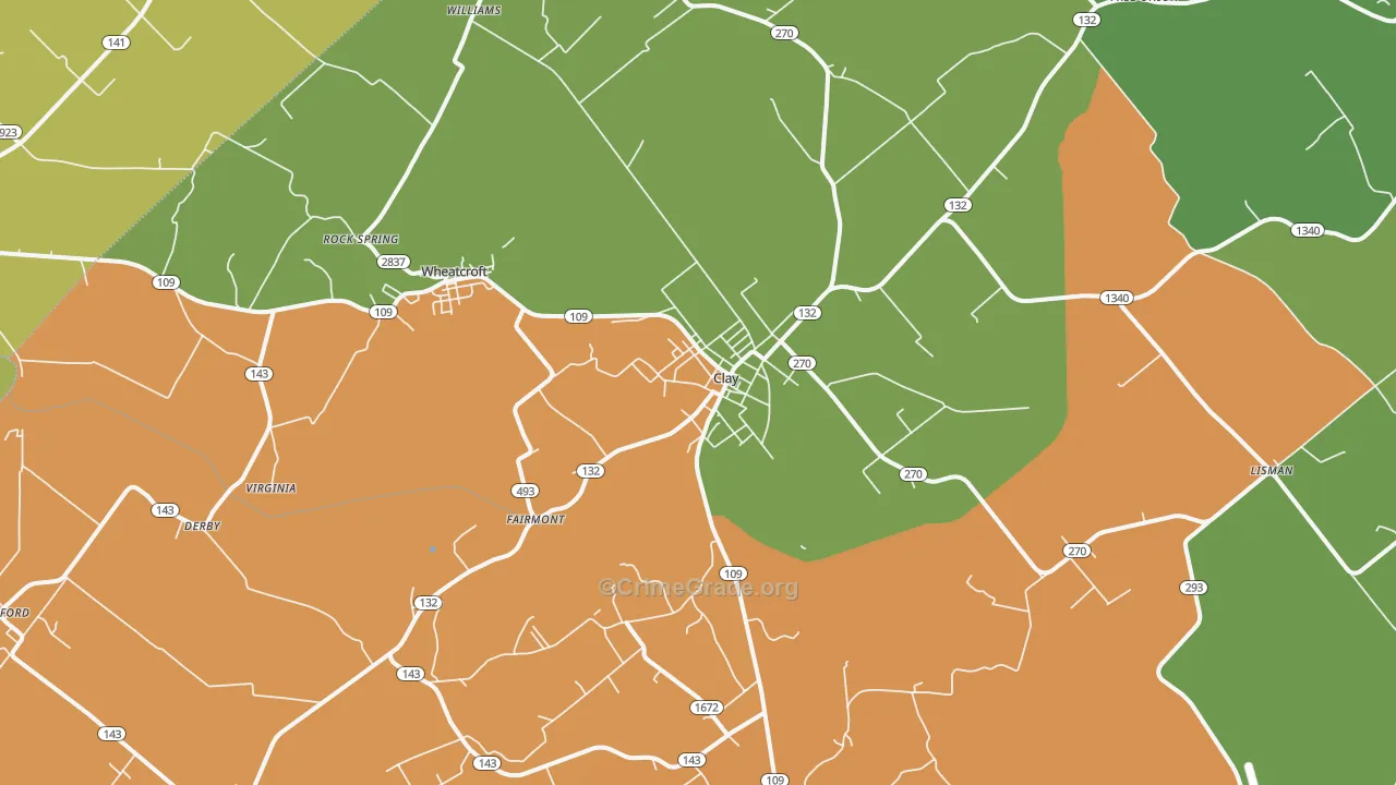 Clay, KY Map of Murder Rates