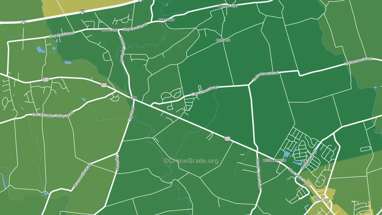 Clay, PA Map of Murder Rates