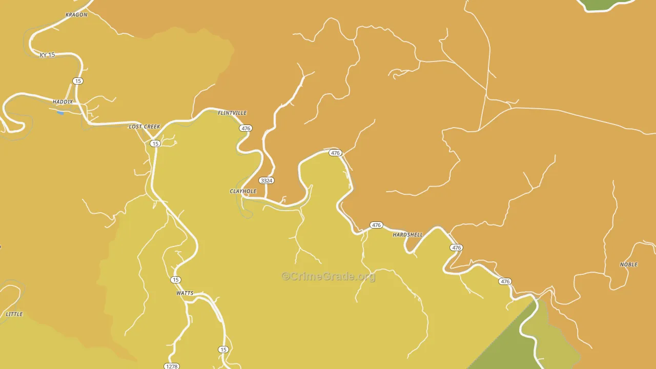 Clayhole, KY Map of Murder Rates