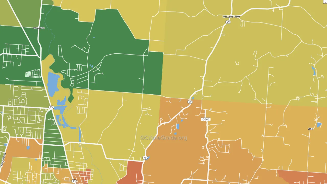 Claylick, OH Map of Murder Rates