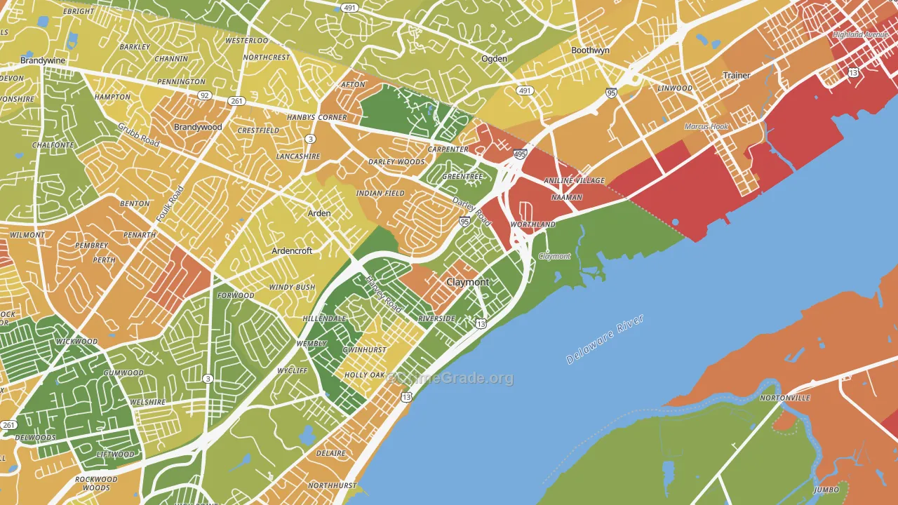 Claymont, DE Map of Murder Rates