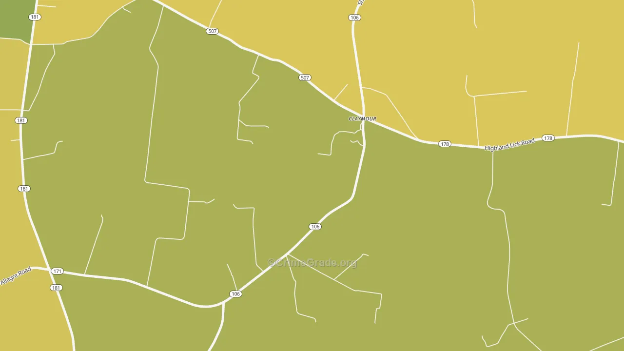 Claymour, KY Map of Murder Rates