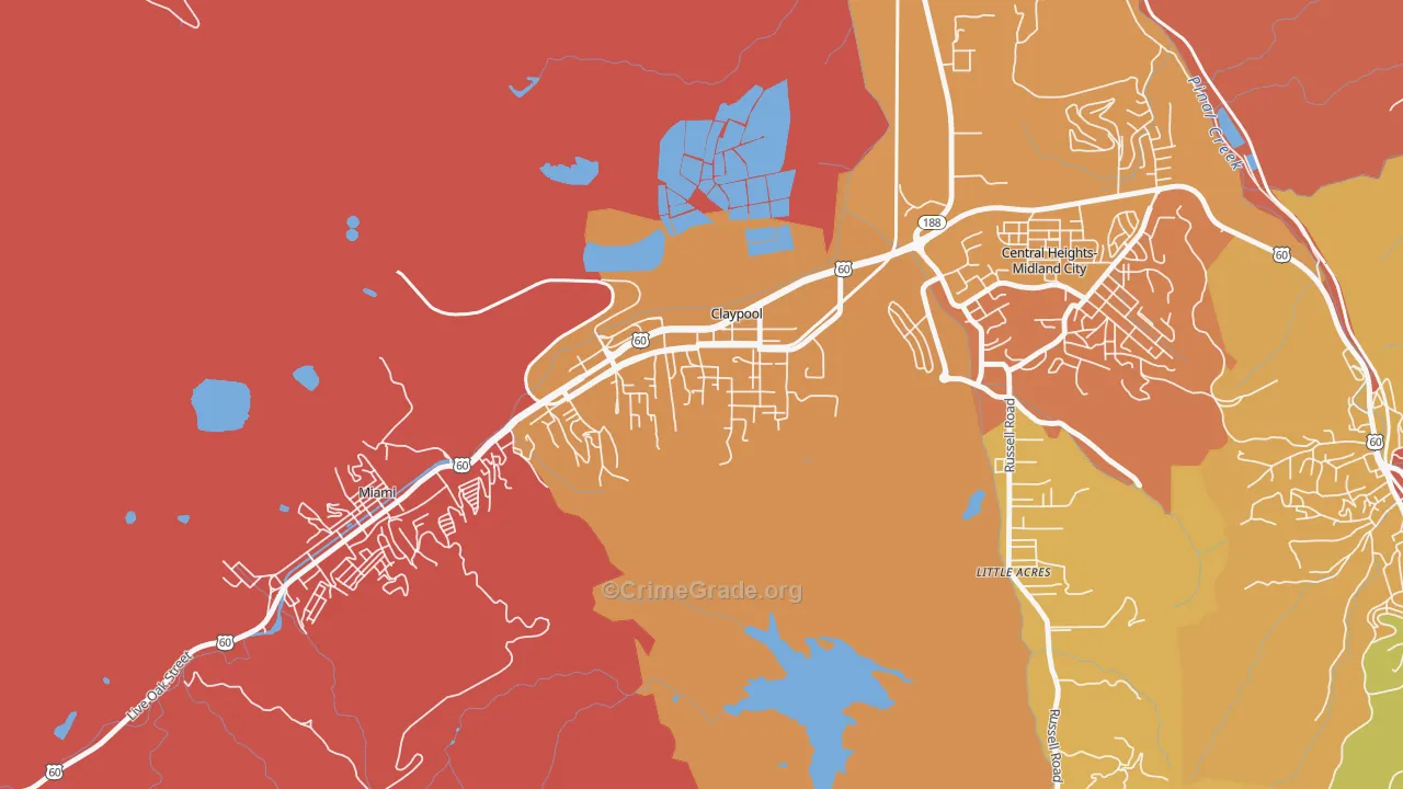 Claypool, AZ Map of Murder Rates