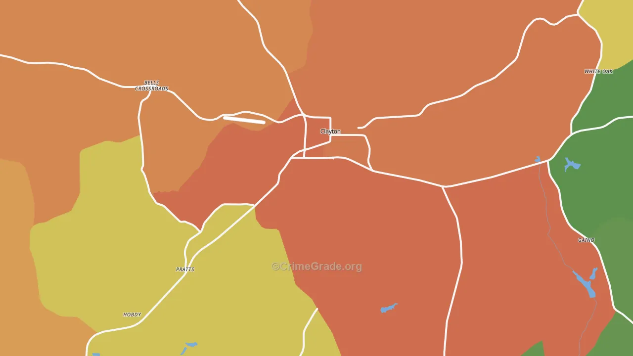Clayton, AL Map of Murder Rates