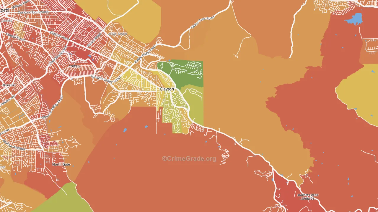 Clayton, CA Map of Murder Rates
