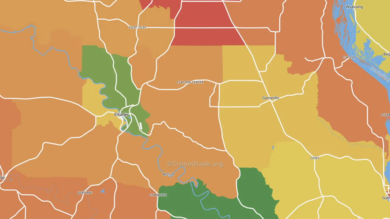 Clayton County, IA Map of Murder Rates