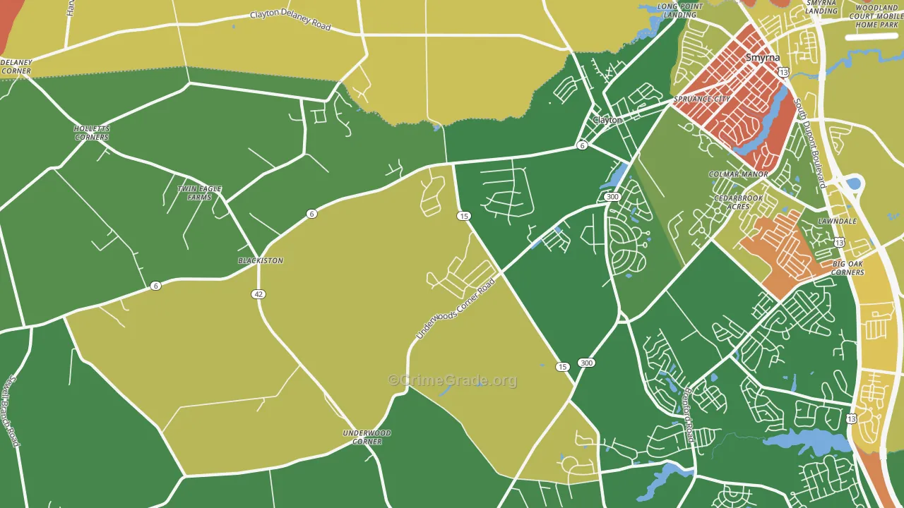 Clayton, DE Map of Murder Rates