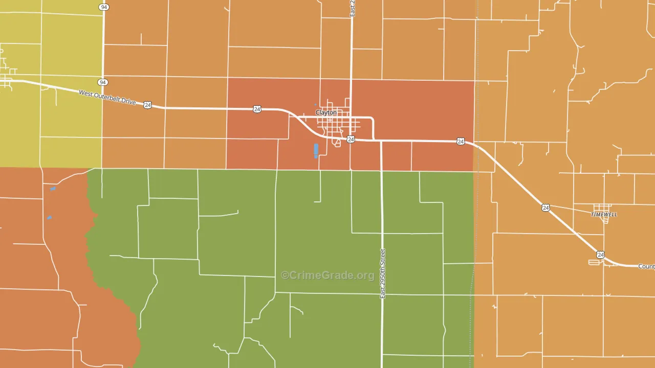 Clayton, IL Map of Murder Rates