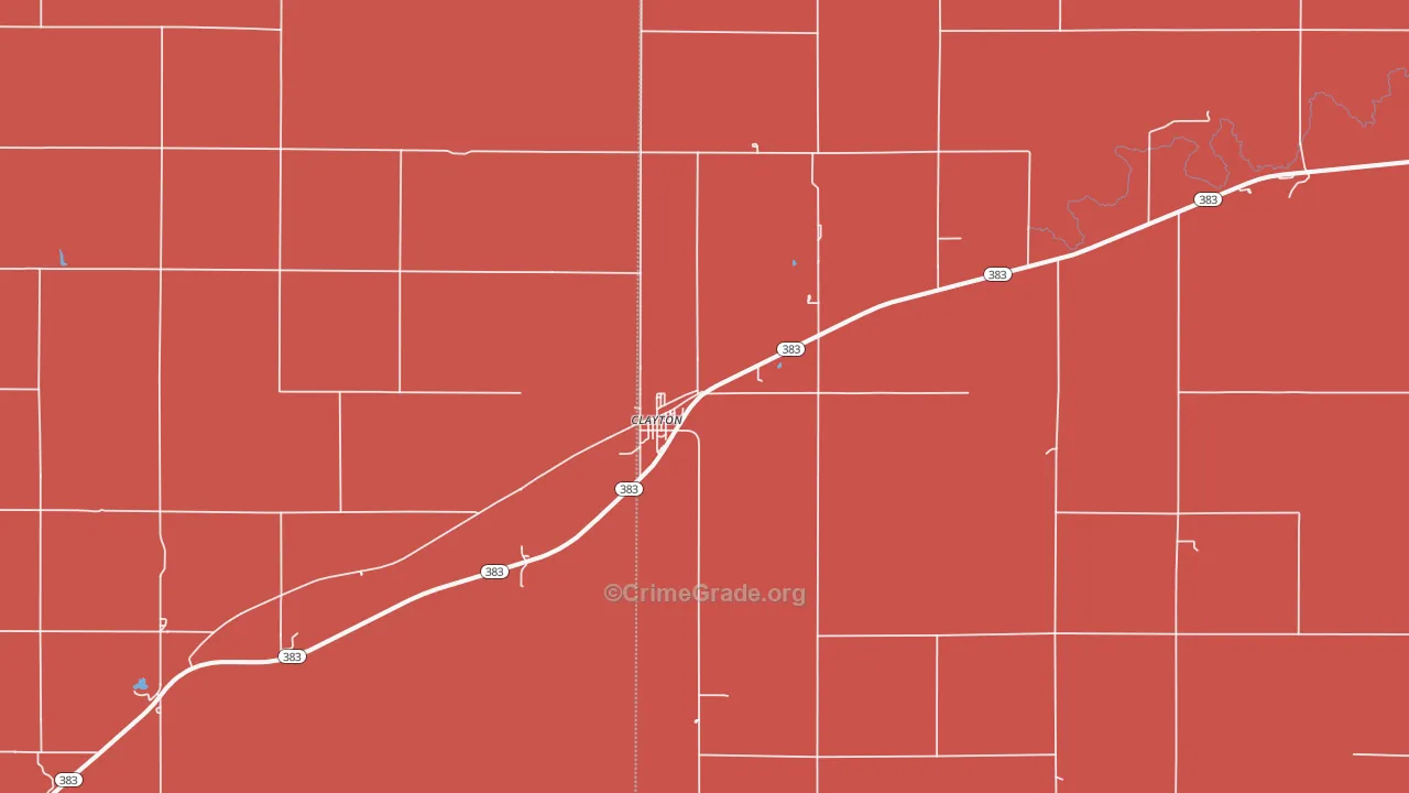 Clayton, KS Map of Murder Rates