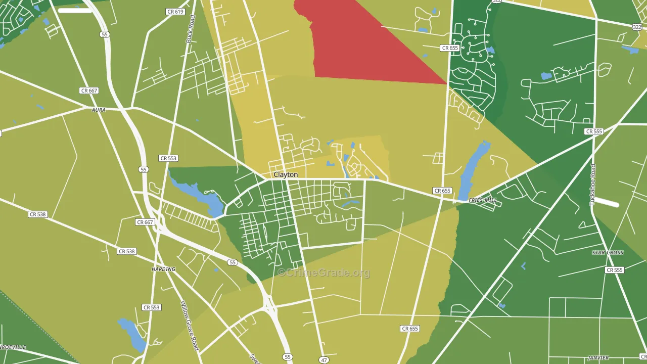 Clayton, NJ Map of Murder Rates