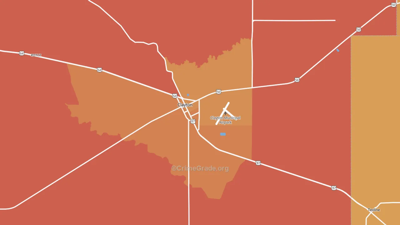 Clayton, NM Map of Murder Rates