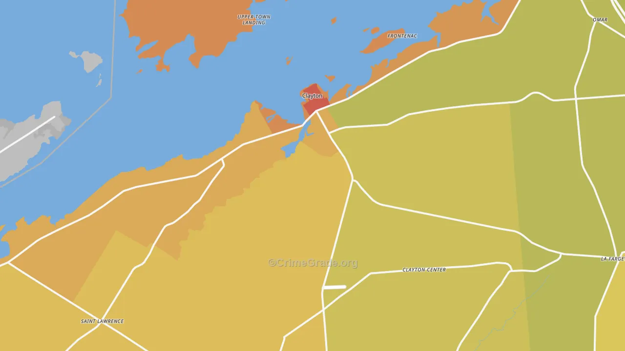 Clayton, NY Map of Murder Rates