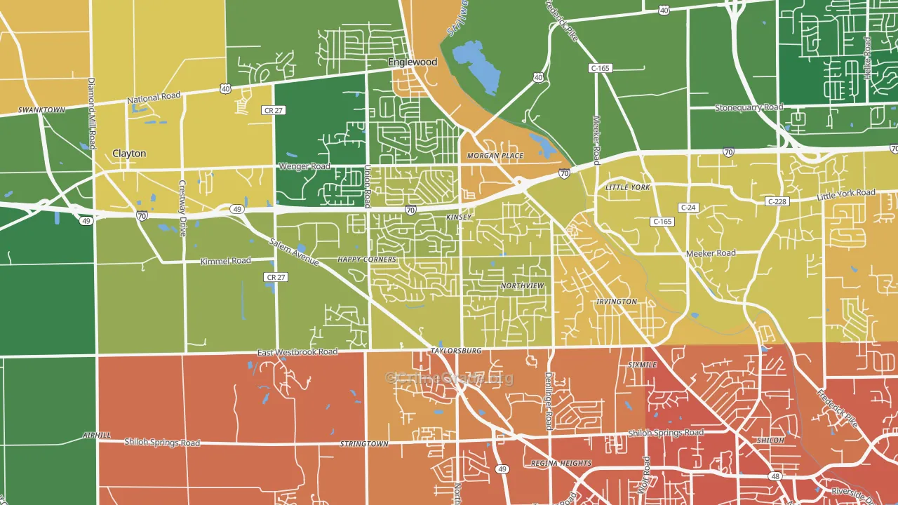 Clayton, OH Map of Murder Rates