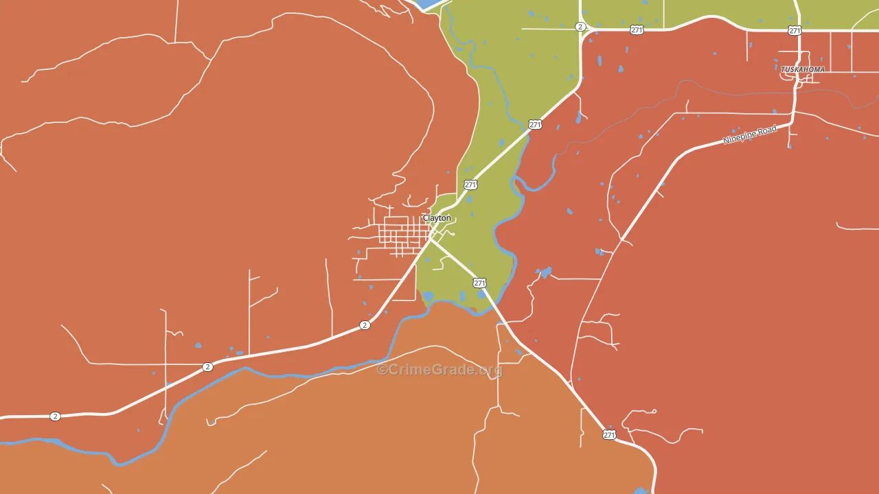 Clayton, OK Map of Murder Rates