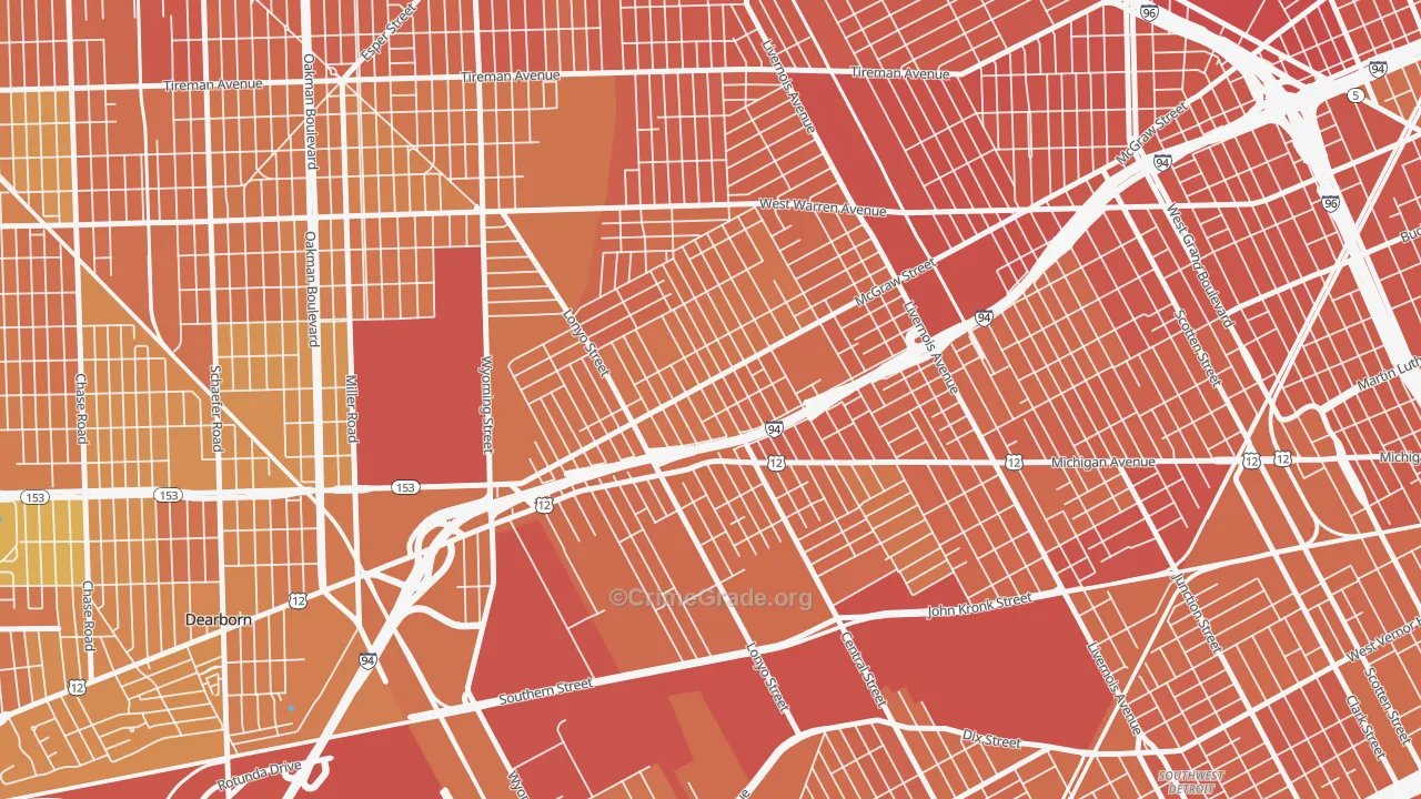 Claytown, Detroit, MI Map of Murder Rates