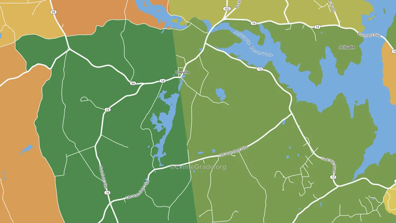 Clayville, RI Map of Murder Rates