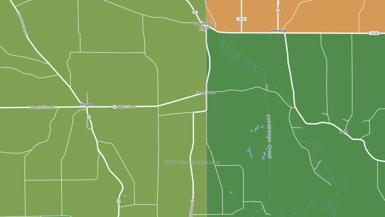 Clear Creek, NY Map of Murder Rates