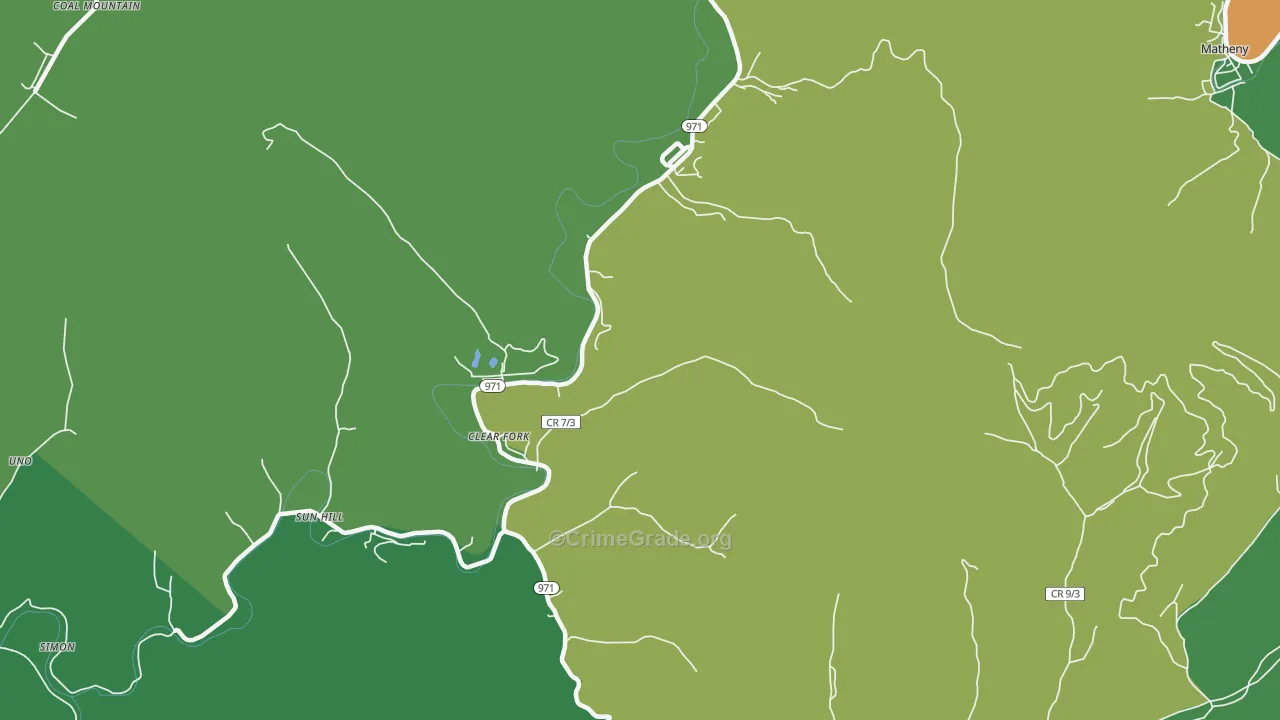 Clear Fork, WV Map of Murder Rates