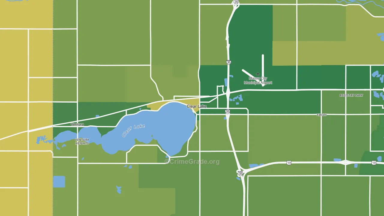 Clear Lake, IA Map of Murder Rates