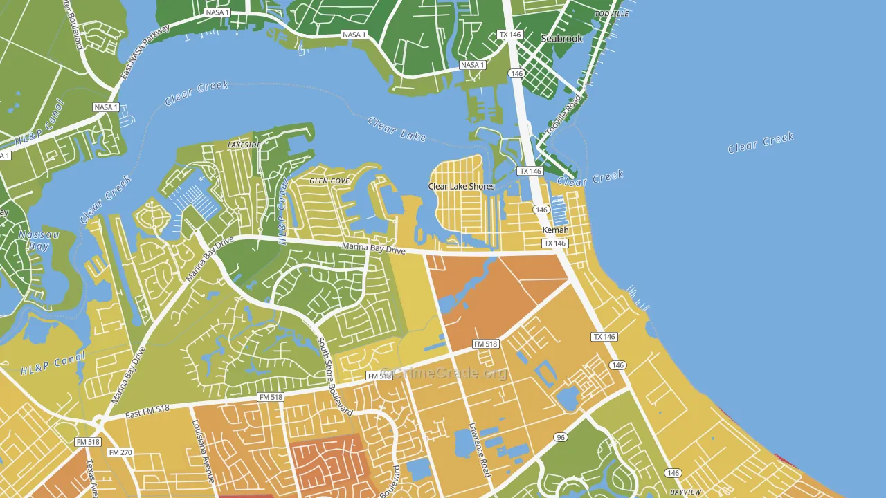 Clear Lake Shores, TX Map of Murder Rates