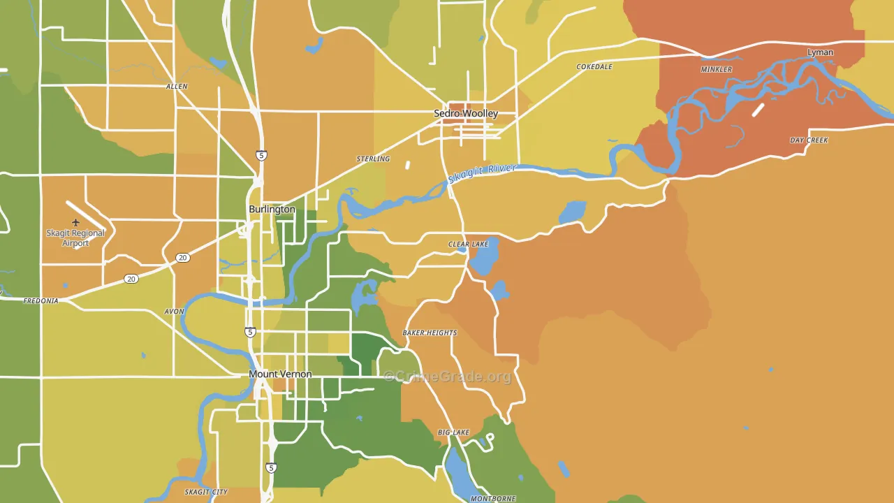 Clear Lake, WA Map of Murder Rates