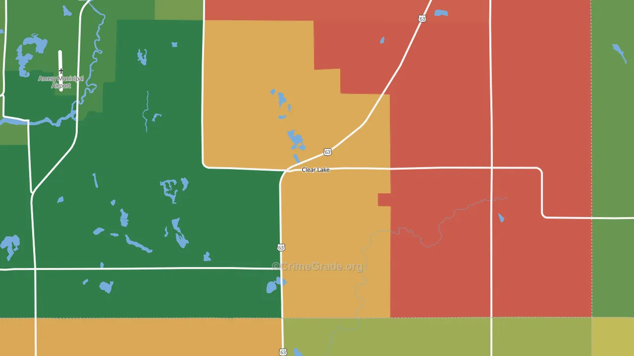 Clear Lake, WI Map of Murder Rates