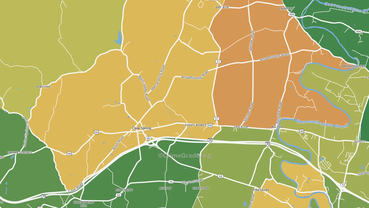 Clear Spring, MD Map of Murder Rates