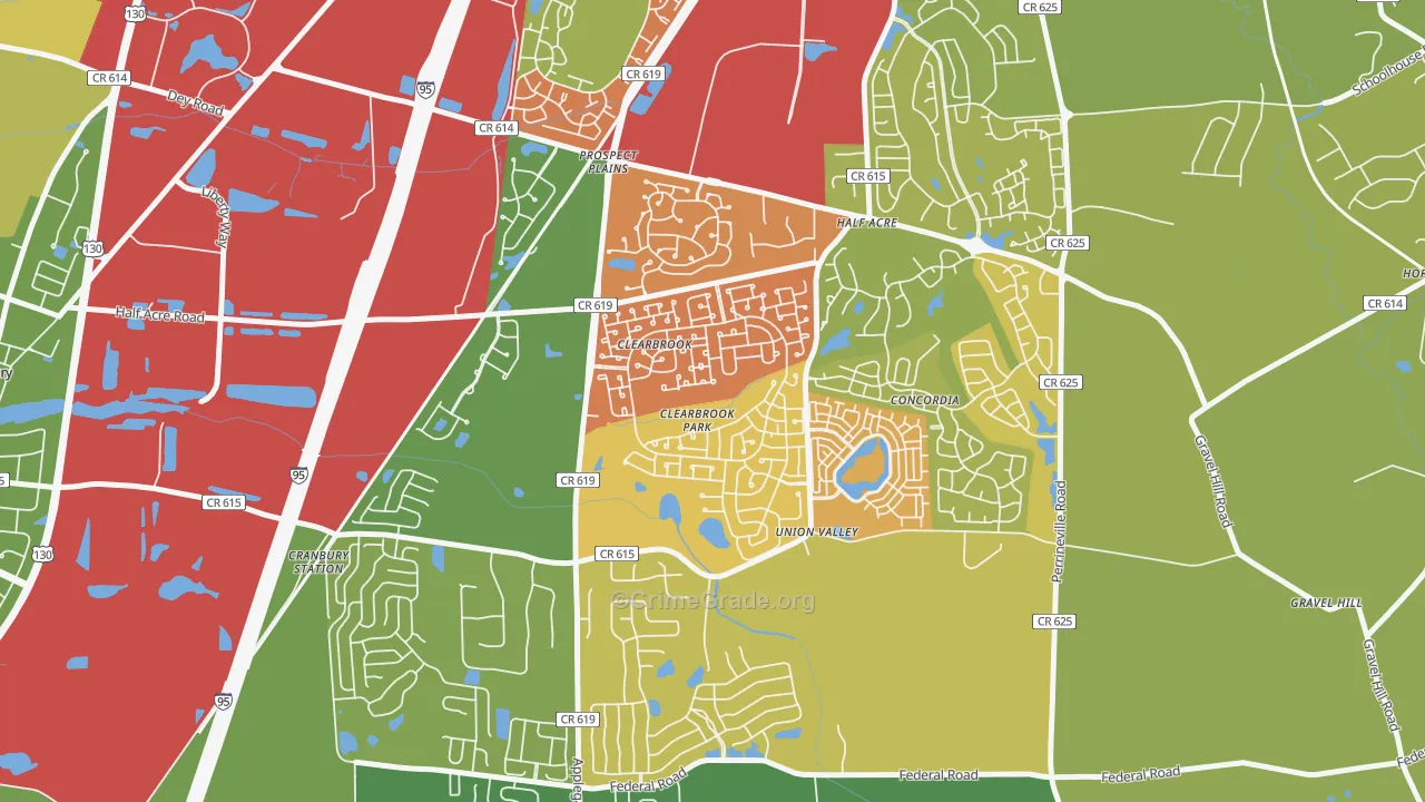 Clearbrook Park, NJ Map of Murder Rates