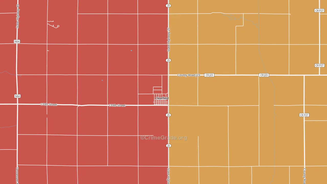 Clearfield, IA Map of Murder Rates