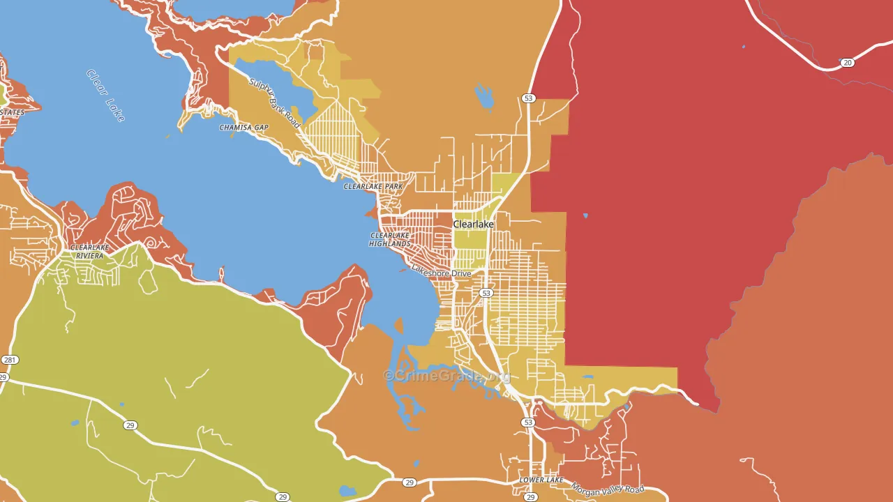 Clearlake, CA Map of Murder Rates