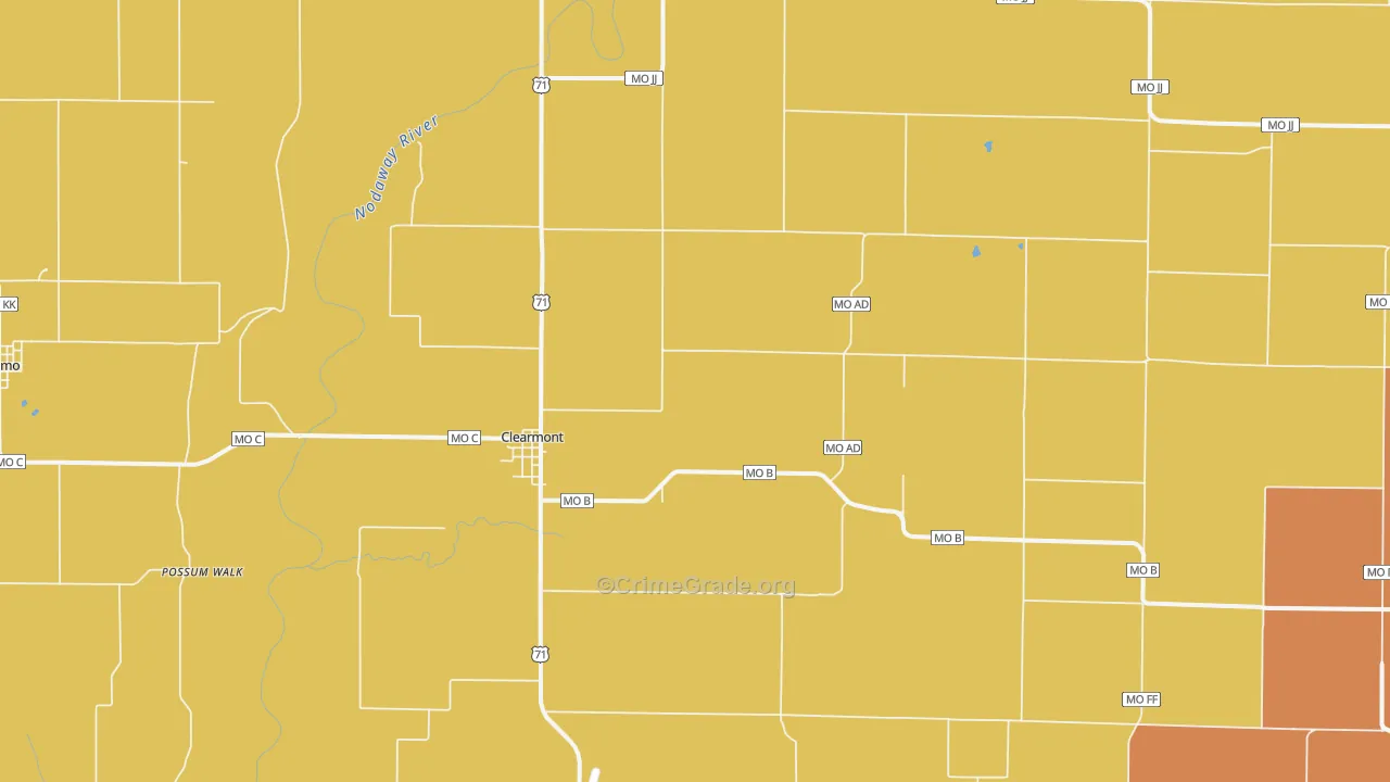 Clearmont, MO Map of Murder Rates