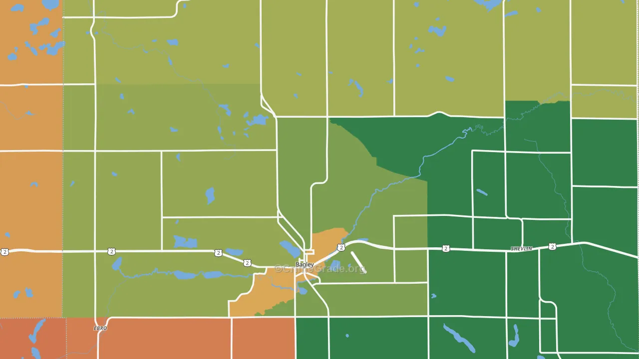Clearwater County, MN Map of Murder Rates