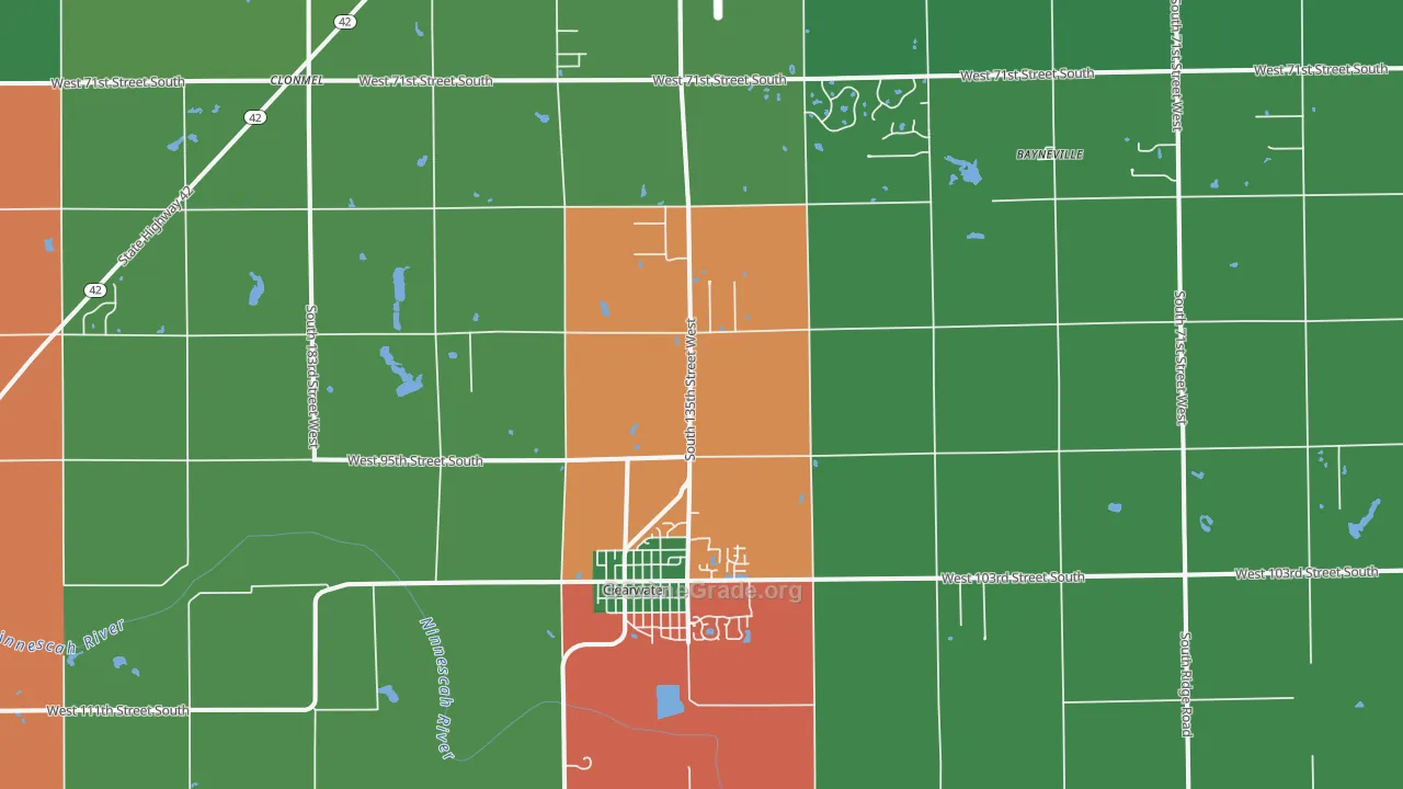 Clearwater, KS Map of Murder Rates