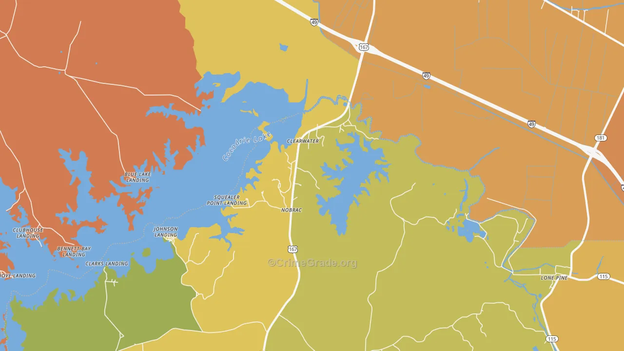 Clearwater, LA Map of Murder Rates