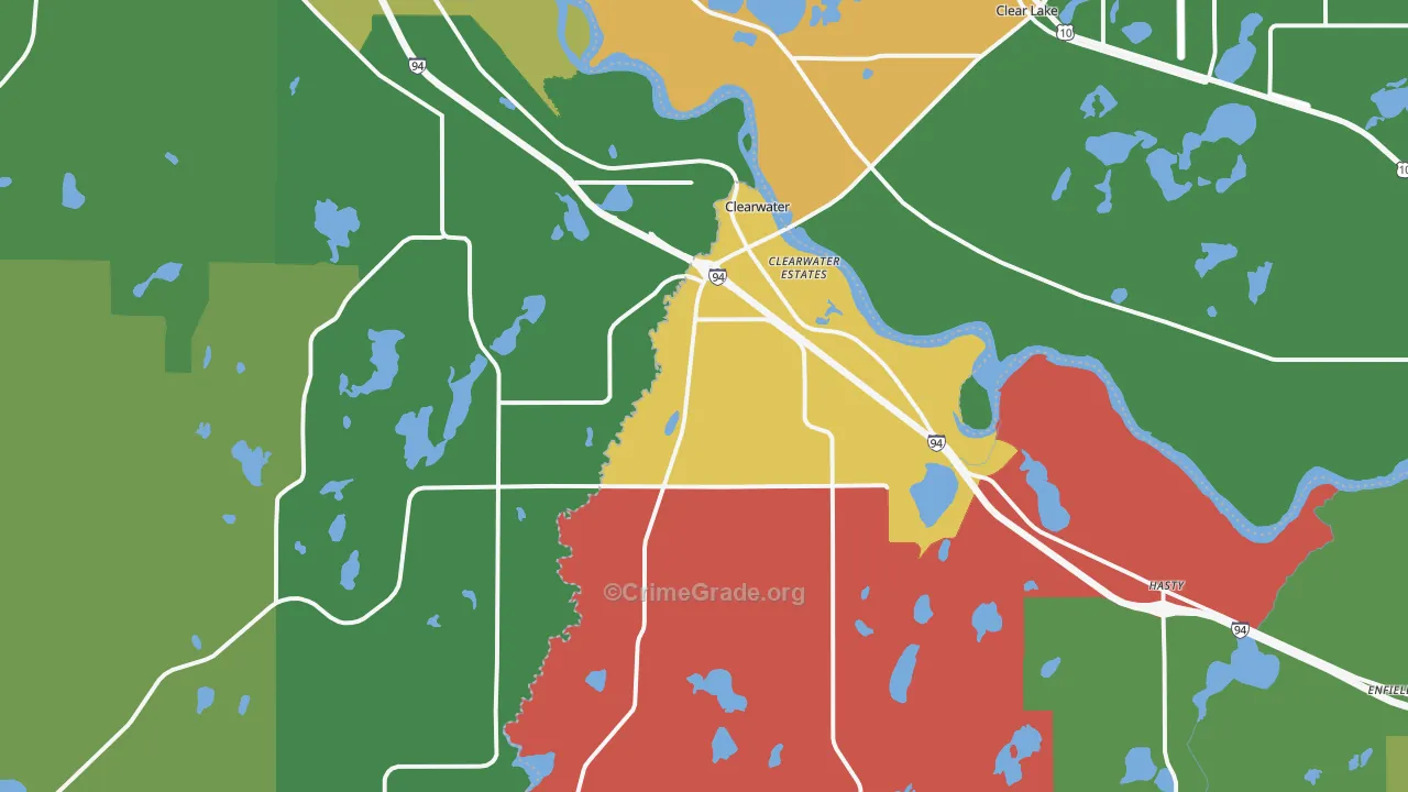 Clearwater, MN Map of Murder Rates