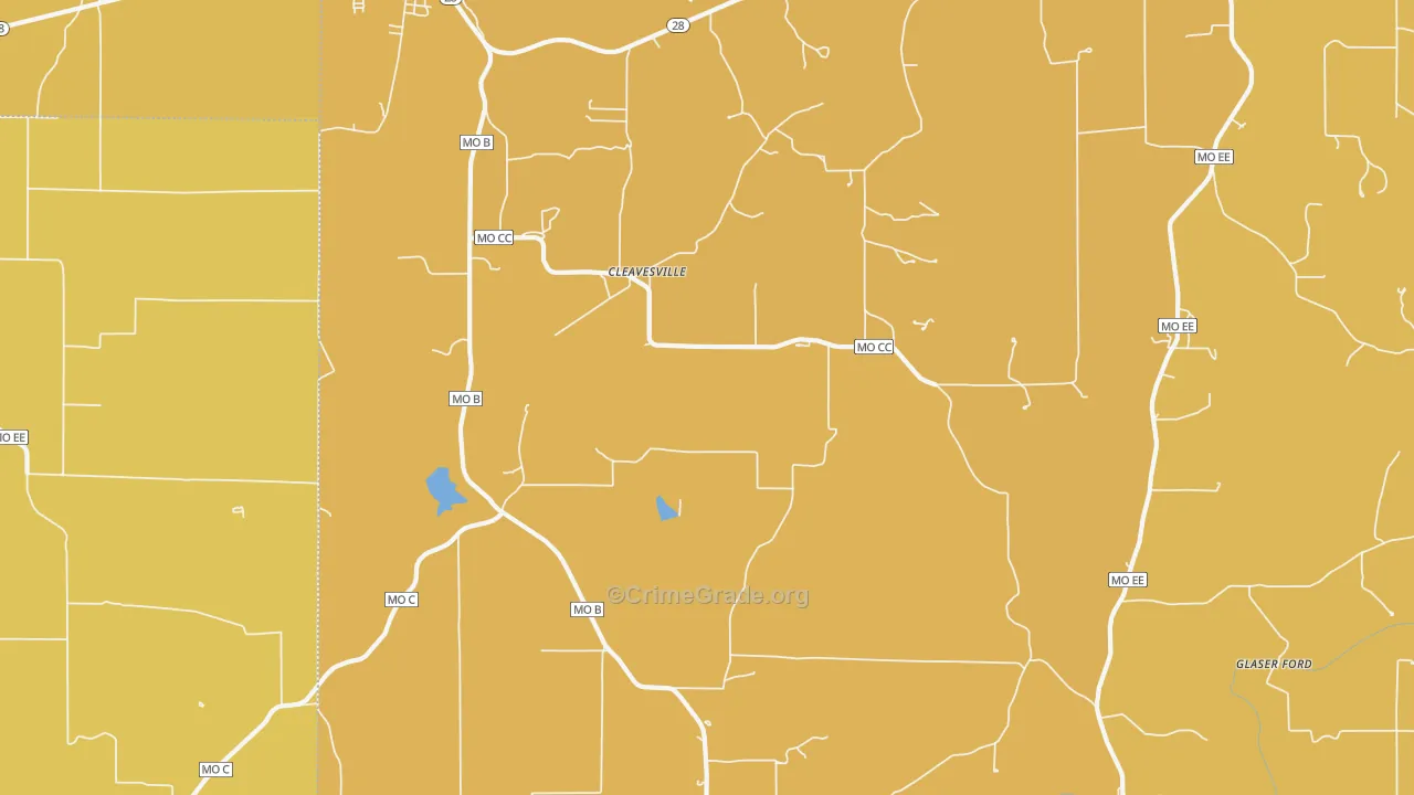 Cleavesville, MO Map of Murder Rates