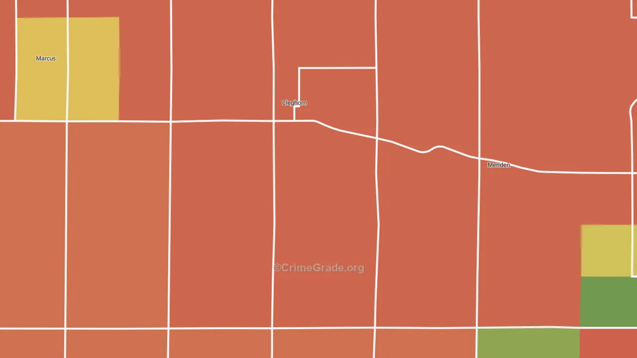 Cleghorn, IA Map of Murder Rates