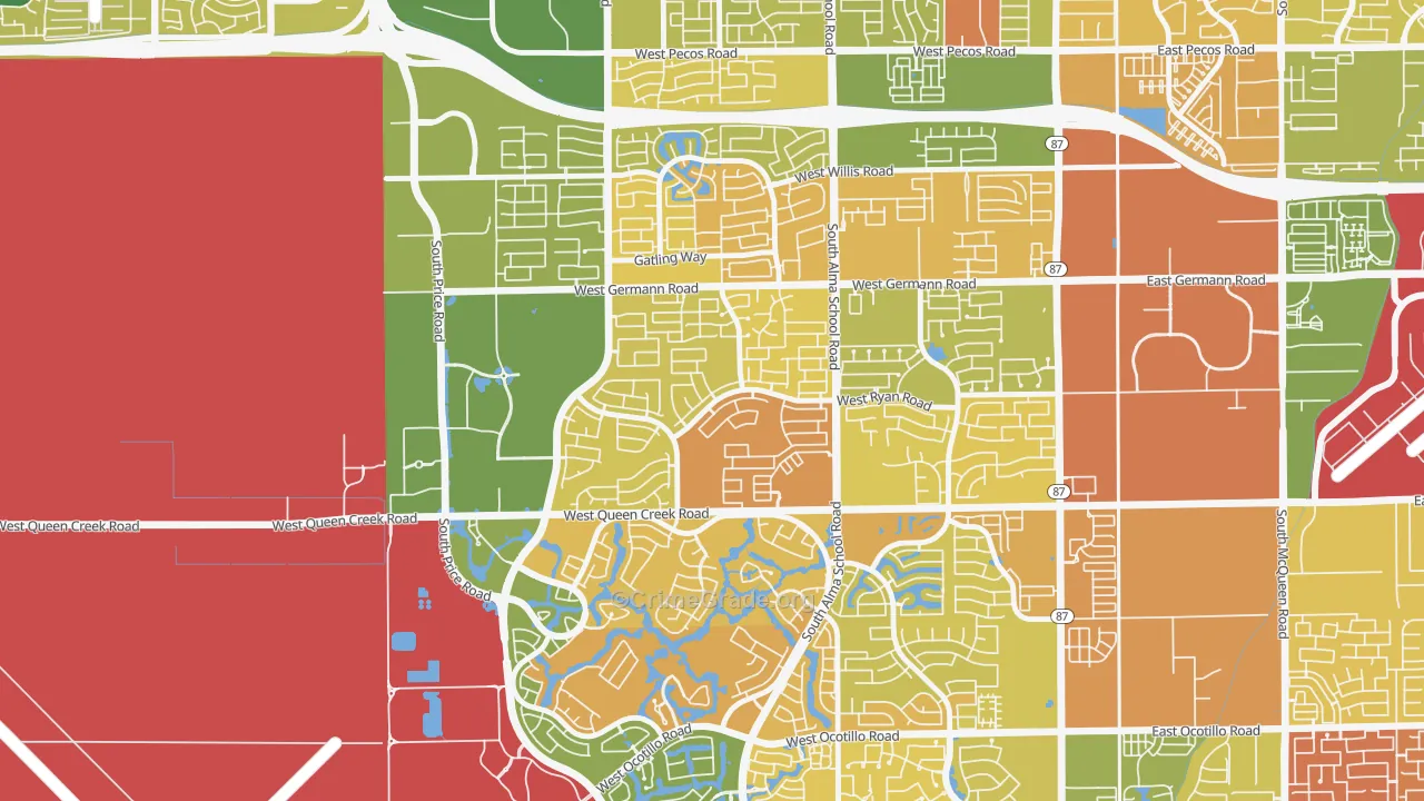 Clemente Ranch, Chandler, AZ Map of Murder Rates