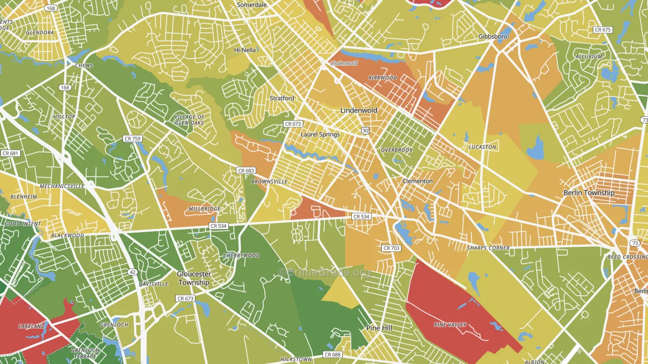 Clementon, NJ Map of Murder Rates