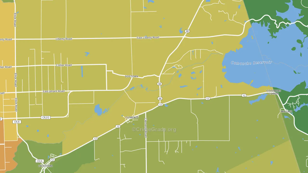 Clements, CA Map of Murder Rates