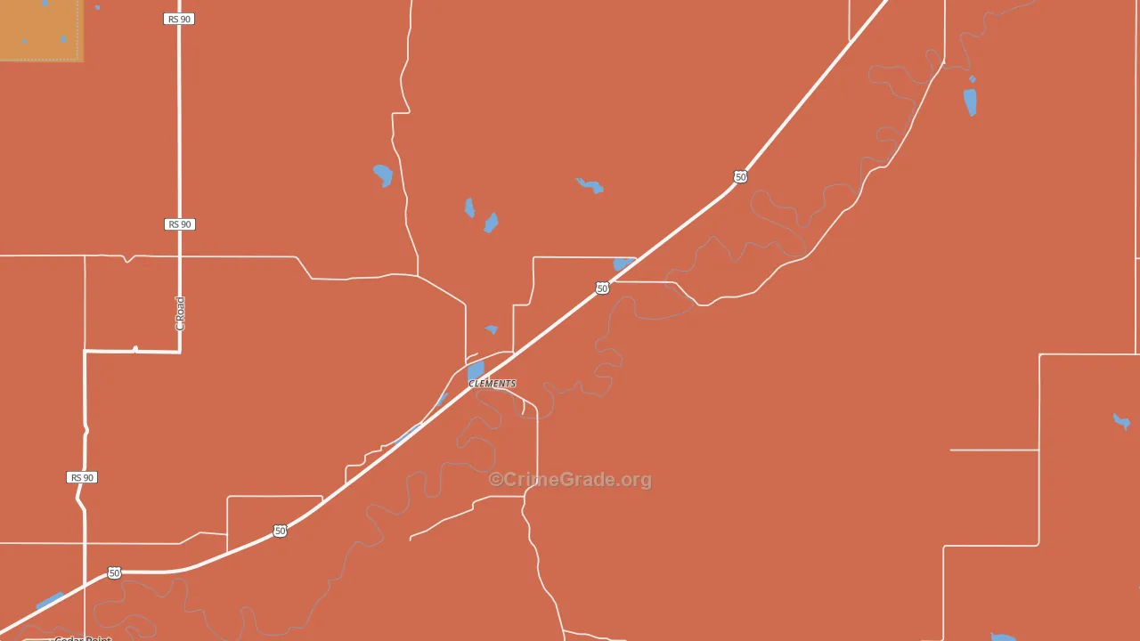 Clements, KS Map of Murder Rates