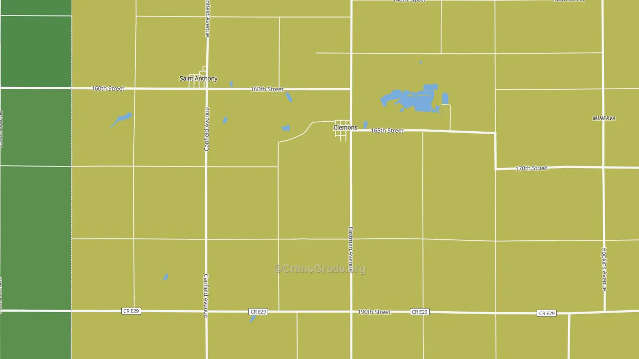 Clemons, IA Map of Murder Rates