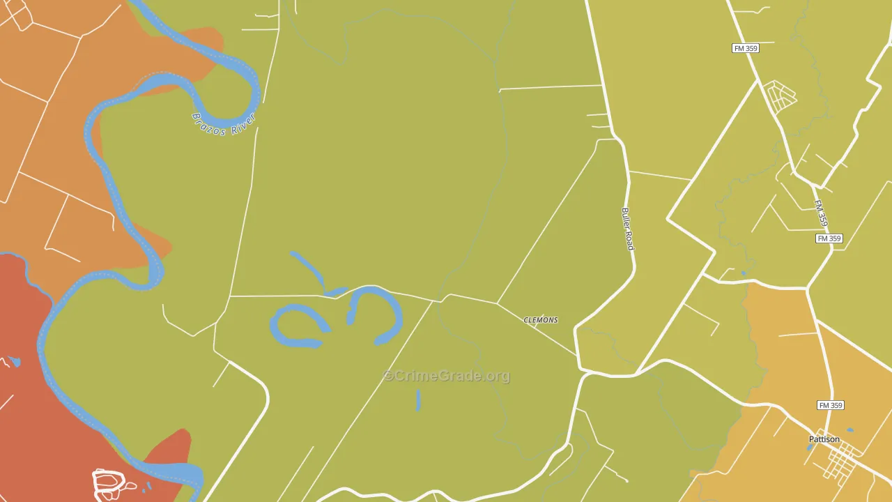Clemons, TX Map of Murder Rates