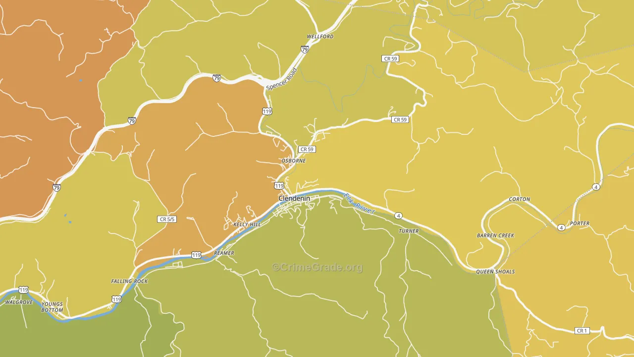 Clendenin, WV Map of Murder Rates