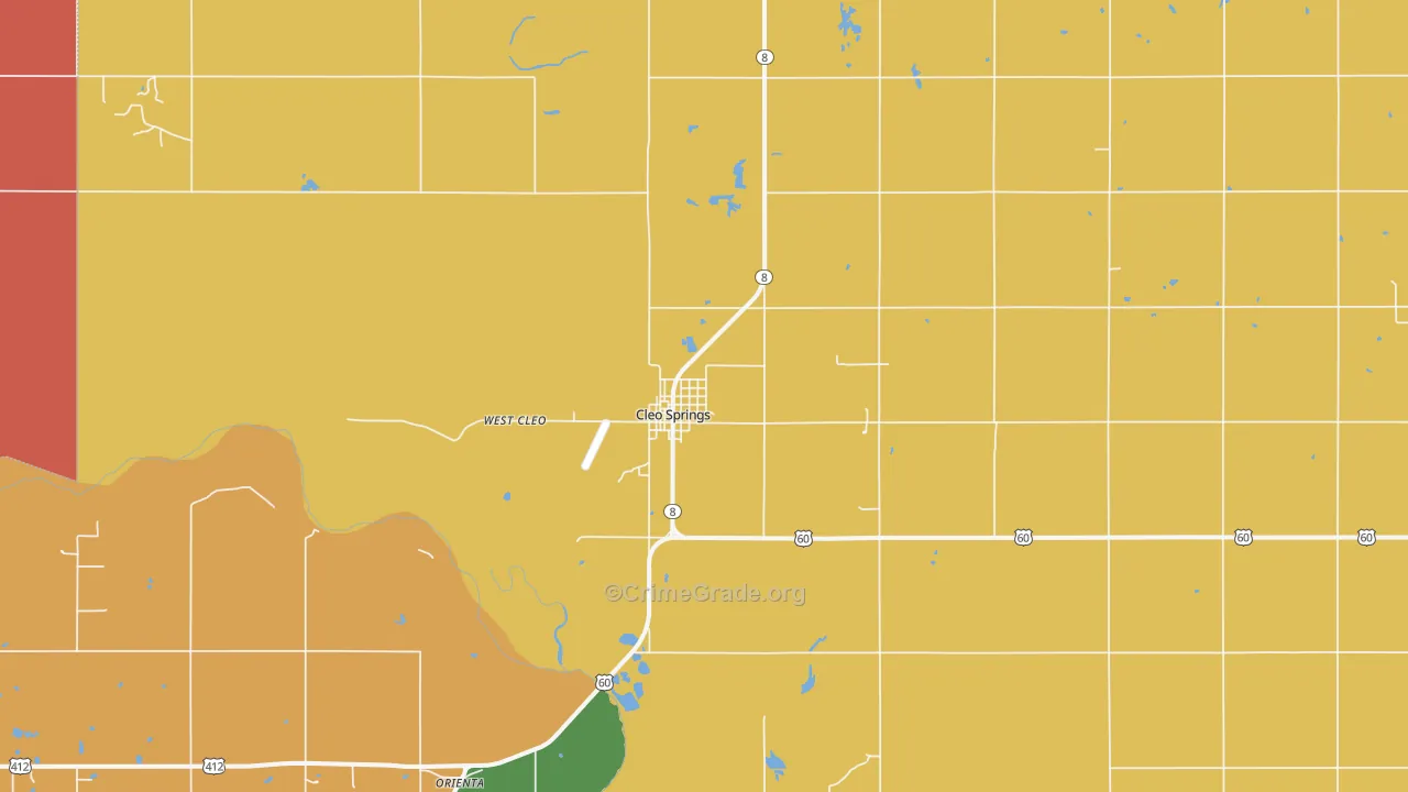 Cleo Springs, OK Map of Murder Rates