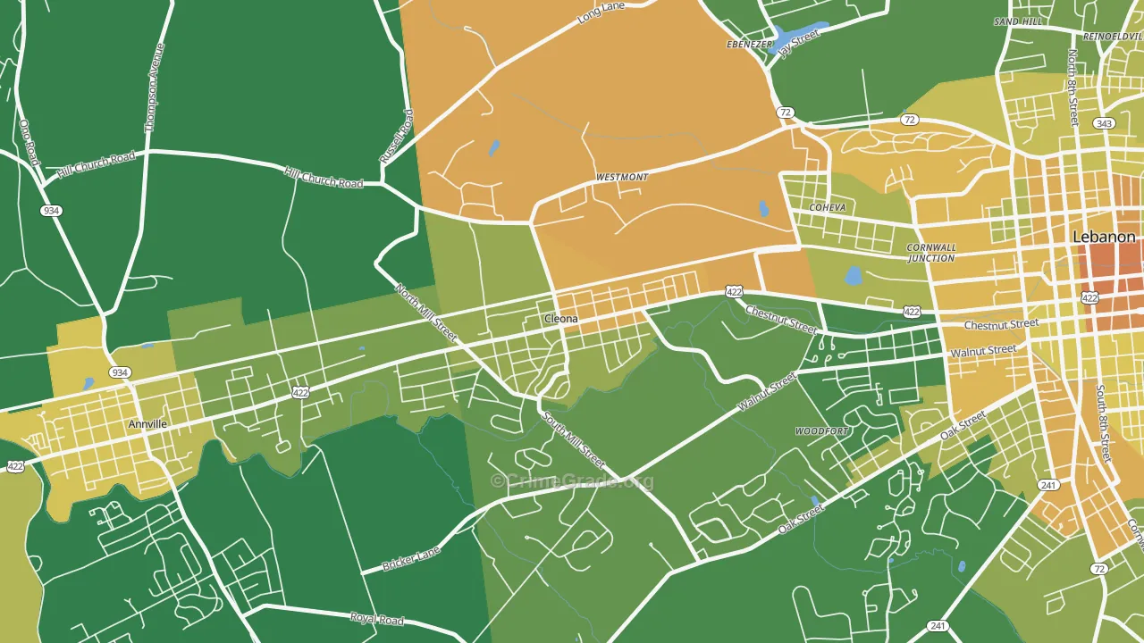 Cleona, PA Map of Murder Rates