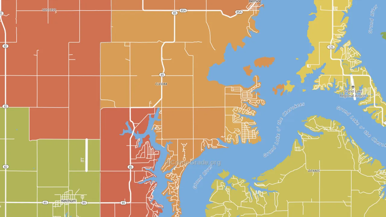 Cleora, OK Map of Murder Rates