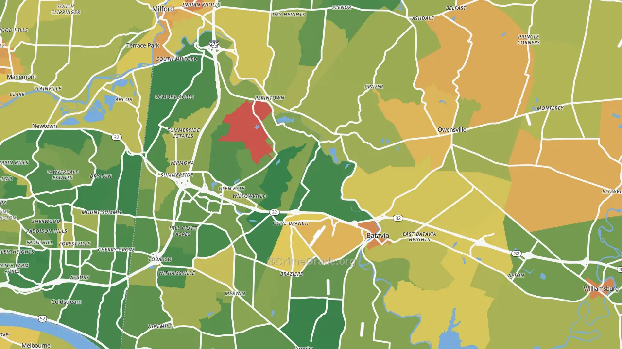 Clermont County, OH Map of Murder Rates
