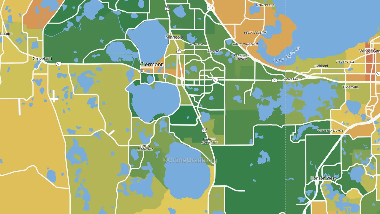 Clermont, FL Map of Murder Rates
